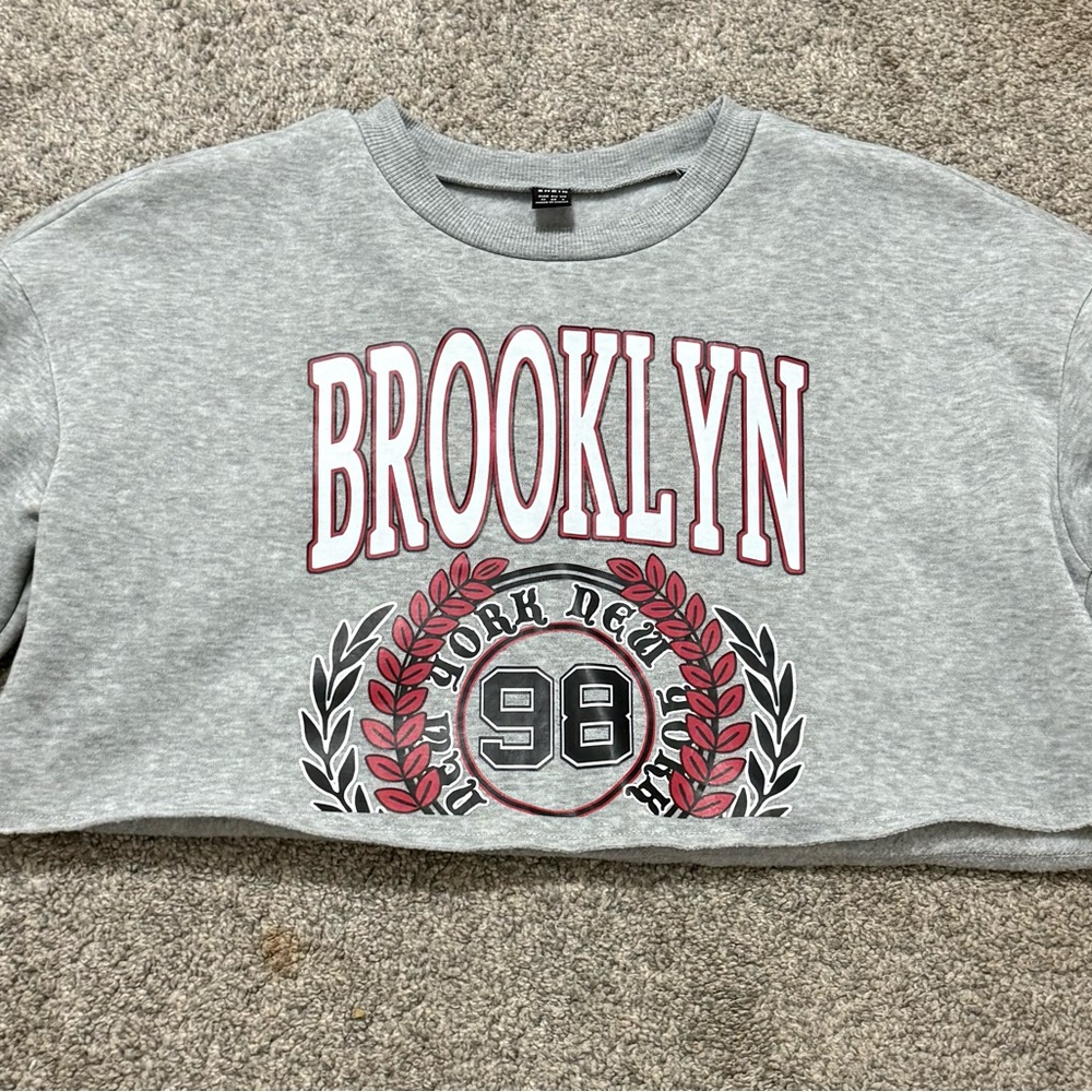 SHEIN Gray Brooklyn Sweatshirt Athletic Style